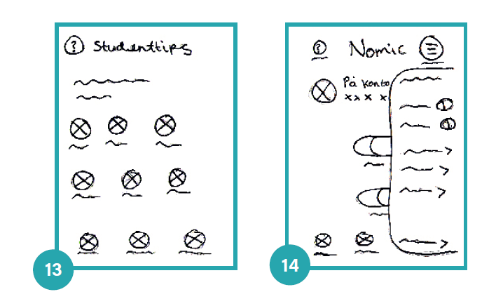 Paper wireframes 13 to 14
