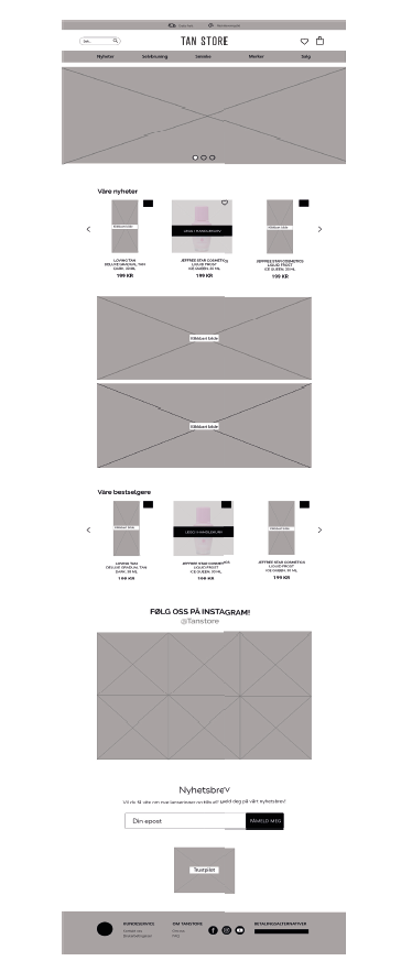 Grayscale wireframes of the homepage on mobile and tablet